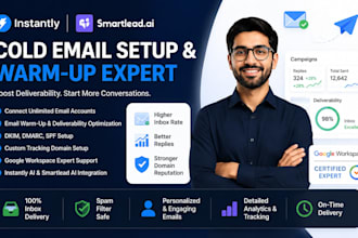 setup instantly ai or smartlead cold outreach email warmup manage campaigns