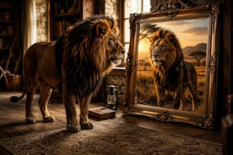 create unique ai generated lion and wildlife artworks