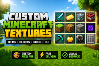 make custom minecraft texture, skin, resource pack for java and bedrock edition