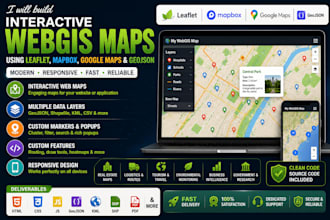 build interactive webgis maps using leaflet, mapbox, google maps and geojson