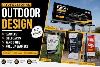 design outdoor banners, billboards, yard signs and roll up banners