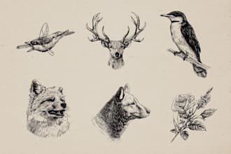 draw creative illustration, line art, pen, vintage ink sketch