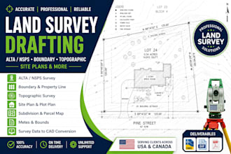 draft alta nsps land survey, boundary survey, and topographic plans for USA