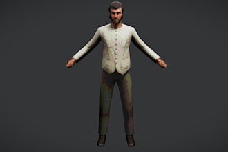 create ps2 retro lowpoly survival character,ps1 nintendo, crt model, dithered 3d