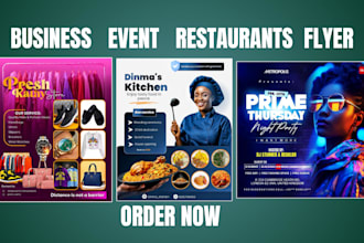 design professional business, event, and restaurant flyer