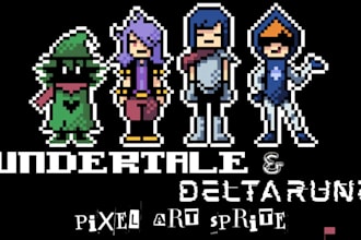 create undertale and deltarune inspired pixel art sprite and animate it for you