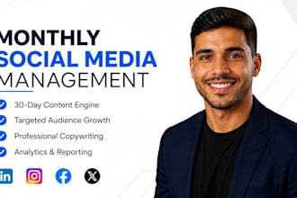 provide monthly social media marketing and management content creation