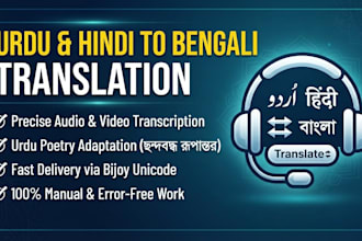 do translate english, arabic, and urdu to bengali or write custom poetry