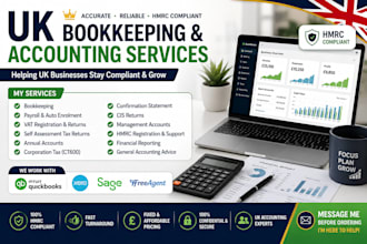 provide UK bookkeeping, payroll, vat and hmrc compliant accounting