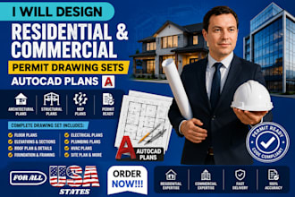 design residential and commercial permit drawing sets in autocad