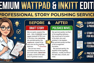edit, proofread, format and review your wattpad or inkitt novel