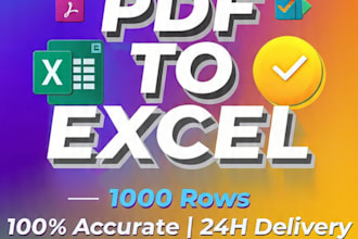 do pdf to excel, jpg to excel and data entry in 24 hours