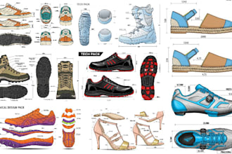 create a professional shoe tech pack for sneaker and footwear manufacturing