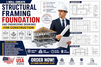 create structural framing foundation and engineering drawings for construction