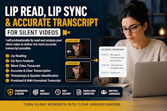 lip read, lip syncing and accurate transcript for silent video