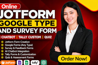 create jotform google type and survey form ai chatbot tally custom and quiz