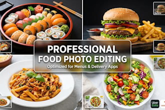 edit and optimize food photography for ubereats, doordash, and restaurant menus