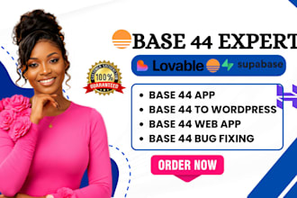 develop base44 app, fix base44 bugs, base44 web app and wordpress integration