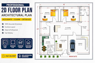 draw professional 2d autocad floor plans