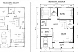 draw professional 2d autocad floor plans