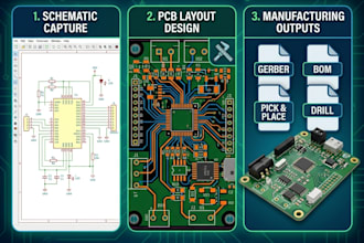 design custom pcb, pcb layout, schematic and gerber files