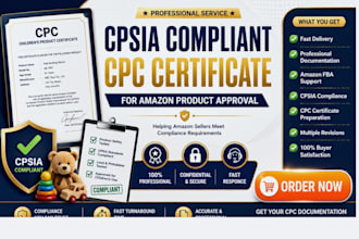 provide cpsia compliant CPC certificate for amazon product approval