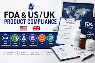 handle fda registration, fsvp plan, US agent, otc, CPC and mhra compliance