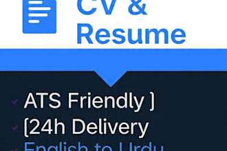 professional CV , resume and english to urdu translation