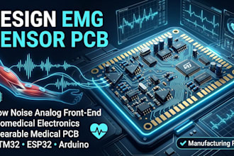 design emg muscle monitoring sensor pcb for biomedical and wearable devices