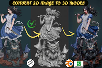 convert 2d image to 3d character model toy printable stl file for 3d printing