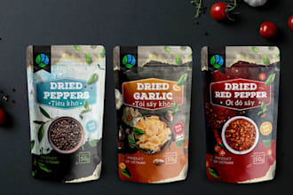design food packaging label pouch box bag wrapper with realistic 3d mockup