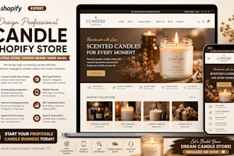 design candle website store, candle shopify store, dropshipping candle store