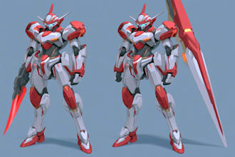 making anime, mecha, gundam, and robot ,fan art illustration