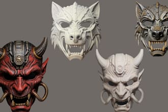 design 3d print and paint custom mask 3d helmet cosplay mask for stl