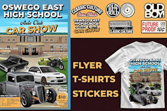 design premium digital handmade car show flyer illustration