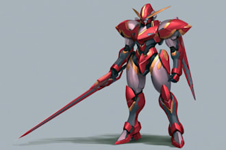 create cartoon mecha robot gundam design
