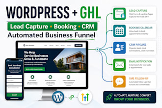 build wordpress with ghl funnel, lead capture, booking and CRM automation