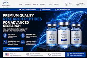 build peptide website, research peptide store, woocommerce peptide website