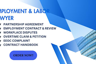 draft and review your employment contract and handle workplace disputes
