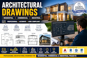 provide architectural drawings for residential commercial and industrial