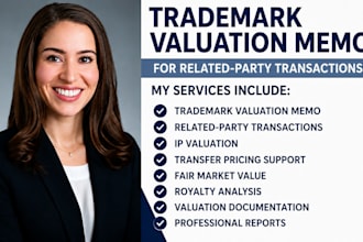 prepare trademark valuation memo for related party transactions