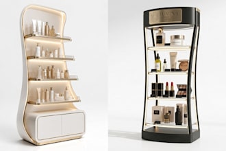 custom retail product display stand design for 3d printing cnc and laser cutting