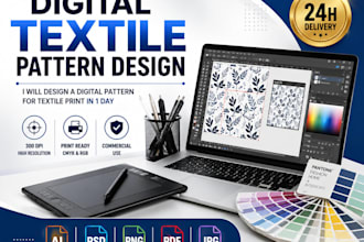design a digital logo pattern for textile print in 1 day