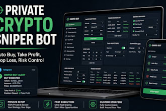create a private crypto sniper bot with take profit stop loss automation, tg bot