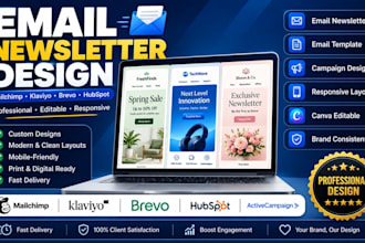design professional email newsletter, mailchimp, klaviyo in canva