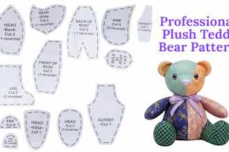 design plushie sewing pattern for your stuffed animal or soft plush toy design