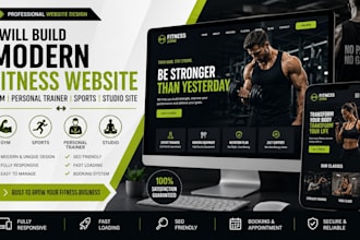 build modern fitness website, personal trainer, sports, gym website, studio site