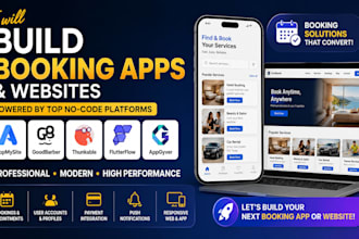 design appmysite goodbarber  thunkable flutterflow appgyver booking website