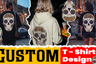 design custom streetwear and vintage skull t shirt