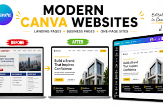 design canva website, one page website, landing page and responsive website